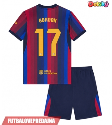 Lacne Dětský Futbalové dres Barcelona Anthony Gordon #17 2026-27 Krátky Rukáv - Domáci (+ trenírky)